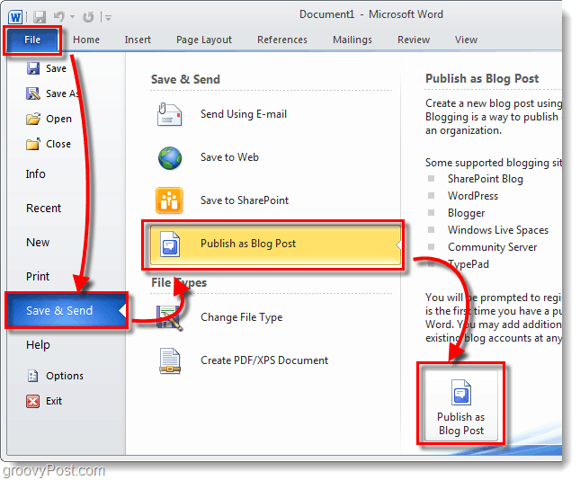 publish blog post with office 2010